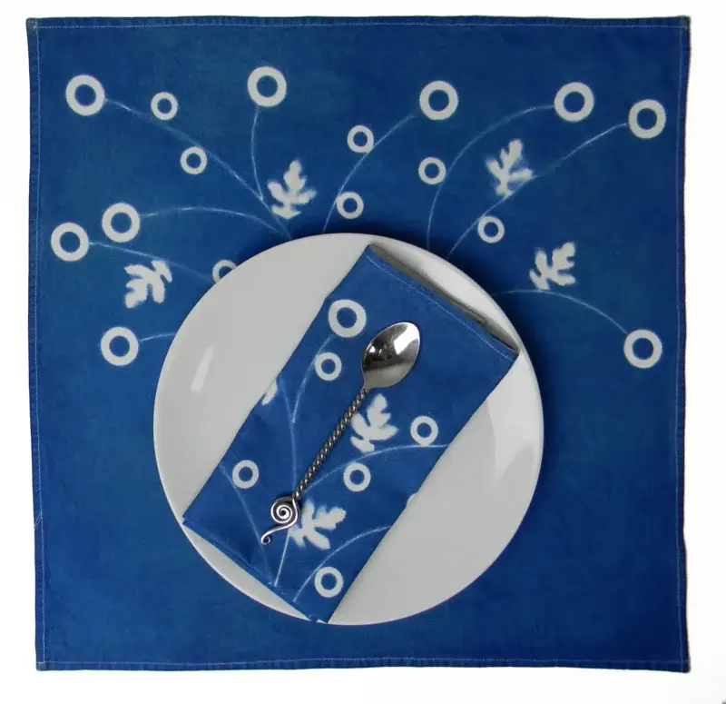 Cyanotype Cotton Table Napkins - White - Image 2