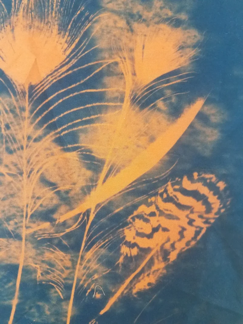 cyanotype cotton fabric "by the yard" (orange) - 45" wide - Image 2
