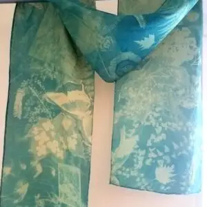 cyanotype China silk scarves (colors) - 8" x 54"