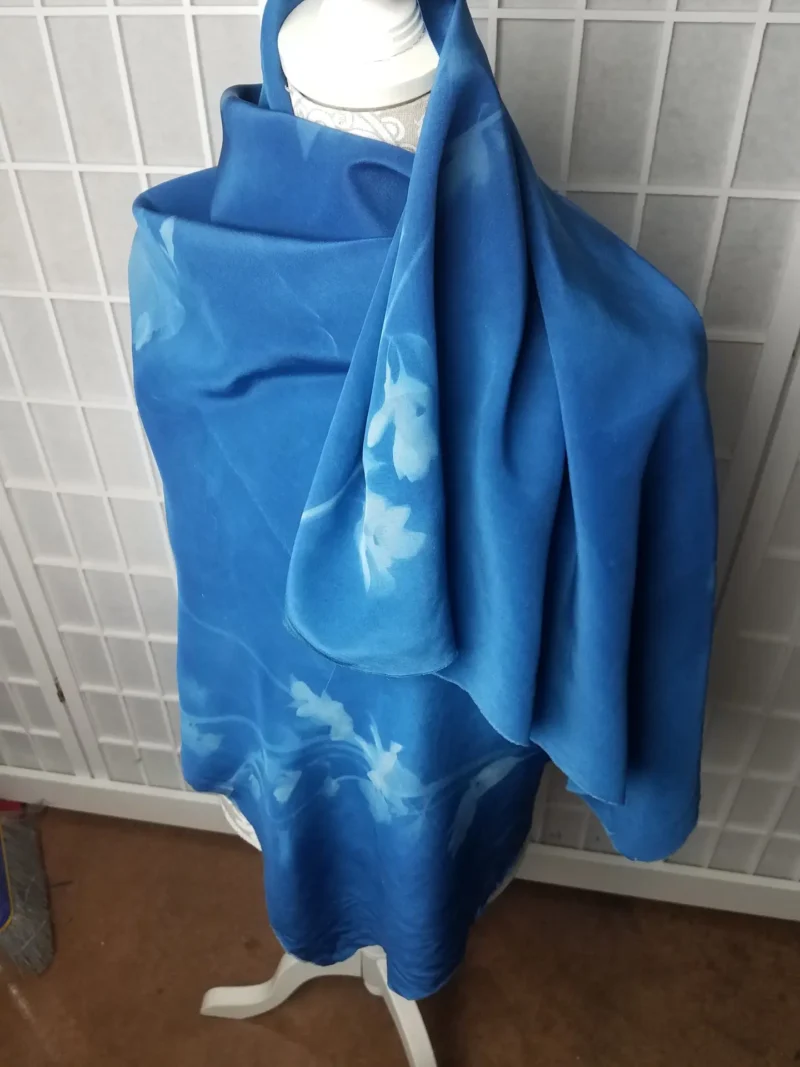 cyanotype silk by the yard (45" wide, white) - Image 2