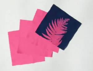 6" x 6" cyanotype cotton squares (raspberry)