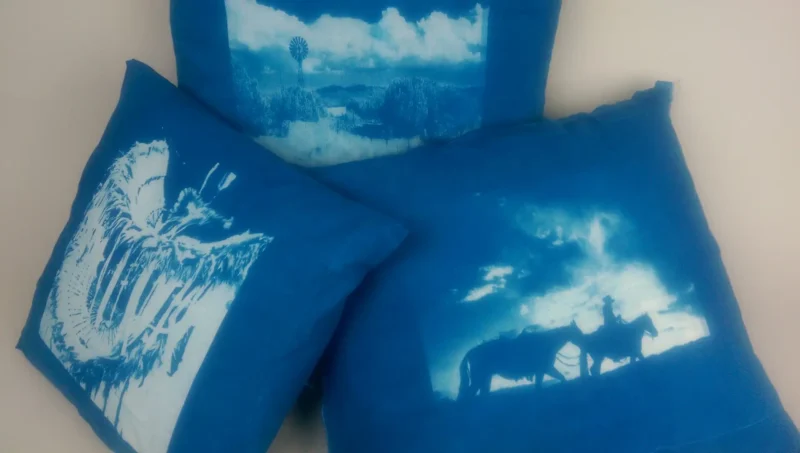 cyanotype cotton fabric "by the yard" (white) - 90" wide - Image 5