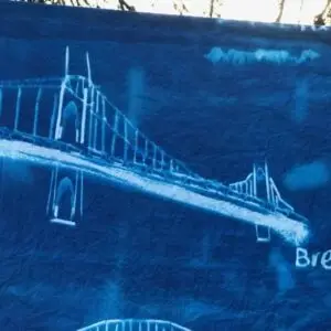 cyanotype cotton fabric "by the yard" (white) - 90" wide