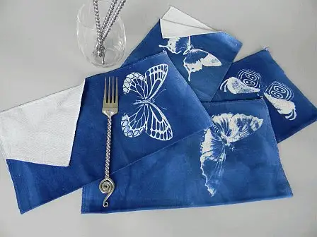 Cyanotype Cotton Table Napkins - White